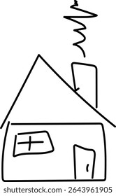 Quaint house with a chimney releasing smoke, creating a picturesque and tranquil atmosphere.