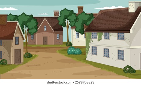 Quaint houses line a peaceful village street