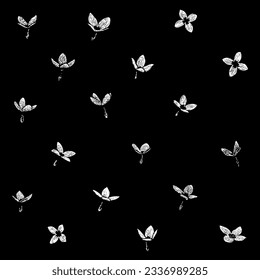 quaker ladies flower hand drawing vector isolated on black background.