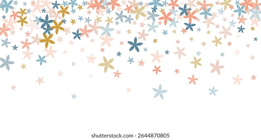 Quaker Ladies minimal flowers vector design. Gentle meadow floral elements isolated. Birthday card pattern. Random flowers Quaker Ladies primitive bloom. Spring daisies.