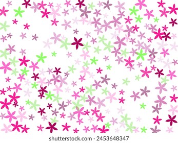 Quaker Ladies stylized flowers vector design. Little field bloom shapes scattered. Women's Day motif. Colorful flowers Quaker Ladies simplistic bloom. Stripy petals.