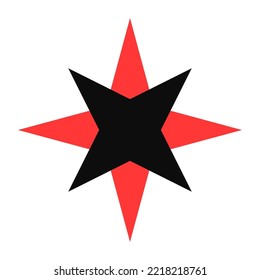Quakers symbol vector illustration - Black and red star icon logo of the  Religious Society of Friends isolated on white background