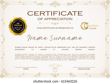 Qualification Certificate Appreciation Design Elegant Luxury Stock ...