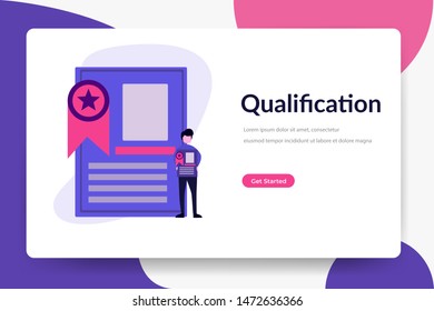 Qualification Certificate. Documents with personal data vector illustration concept for web landing page template, banner, flyer and presentation