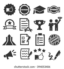 Qualification, Certificate Icon Set