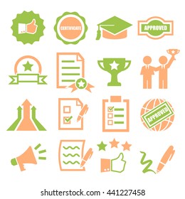 qualification, certificate icon set