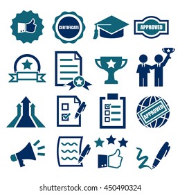 qualification, certificate icon set