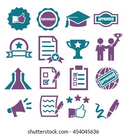 qualification, certificate icon set