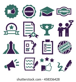 qualification, certificate icon set