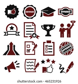 qualification, certificate icon set