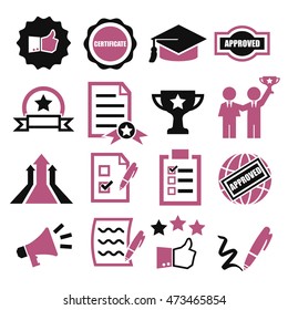 qualification, certificate icon set
