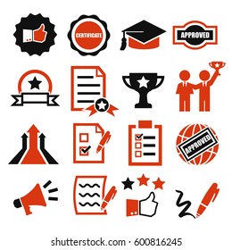 qualification, certificate icon set
