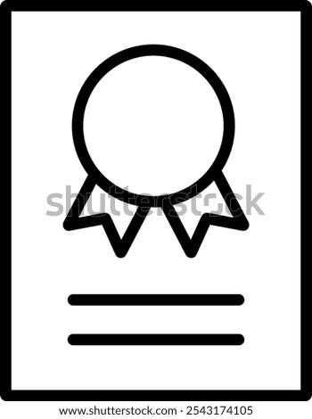 Qualification certificate icon. Simple line drawing vector illustration.