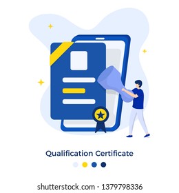 Qualification Certificate Illustration concept. can be used for onboarding mobile apps, web landing pages, banners, posters. vector-illustration