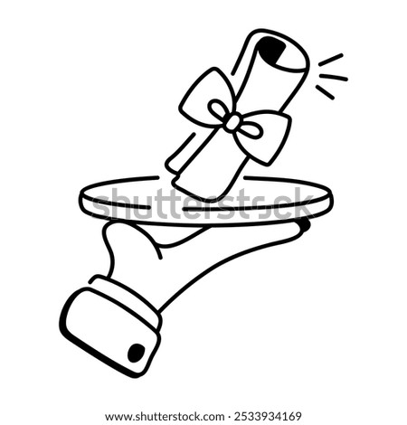 Qualification degree icon in drawing style 

