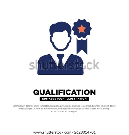 Qualification Icon. Certified Person Icon for Verified Skills and Competency. Editable Icon.