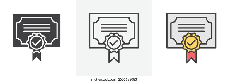 Qualification icon collection in black and colored style.