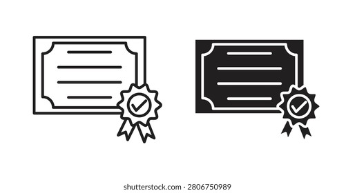 Qualification icon line and filled style suitable for web and mobile application