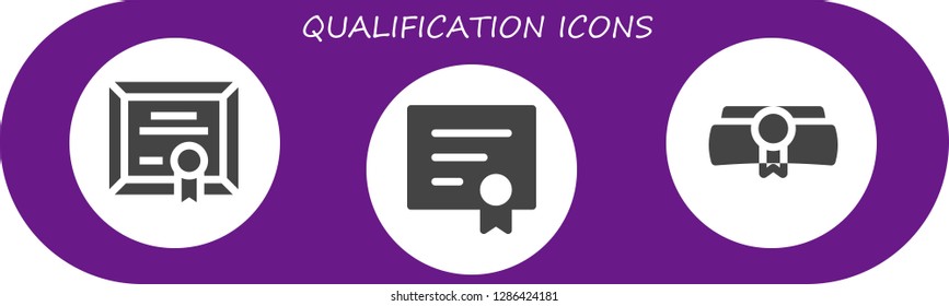  qualification icon set. 3 filled qualification icons. Simple modern icons about  - Diploma