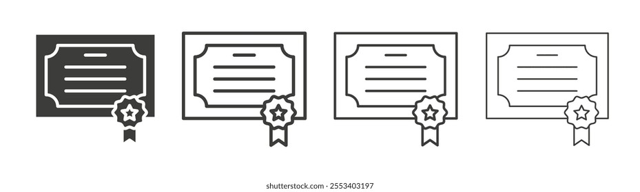 Qualification icons collection. vector set in black color