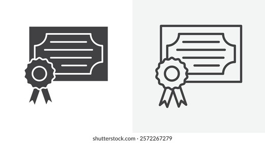 Qualification icons. flat and line style set