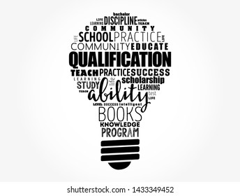 Qualification light bulb word cloud, education business concept background