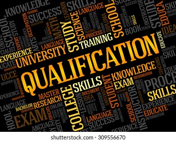 Qualification word cloud, education business concept