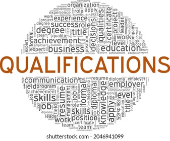Qualifications vector illustration word cloud isolated on white background.