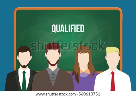 qualified candidates illustration vector with white text on green board