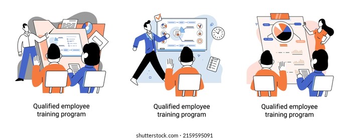 Qualified employee training program. Refresher course metaphor. Help in professional development. Learning for software development and growth. Agile project management team project life scrum meeting