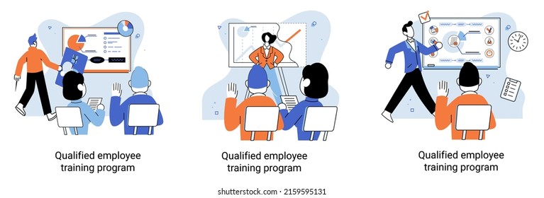 Qualified employee training program. Refresher course metaphor. Help in professional development. Learning for software development and growth. Agile project management team project life scrum meeting