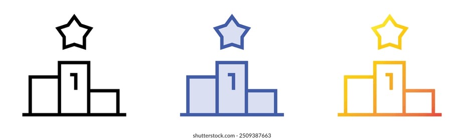 ícone qualificado. Design de estilo linear, preenchimento azul e gradiente isolado em plano de fundo branco