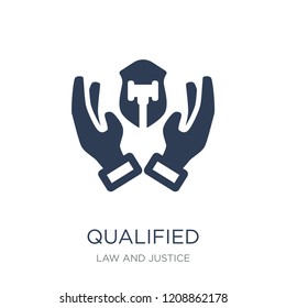 qualified protection icon. Trendy flat vector qualified protection icon on white background from law and justice collection, vector illustration can be use for web and mobile, eps10