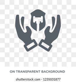 qualified protection icon. Trendy flat vector qualified protection icon on transparent background from law and justice collection. 