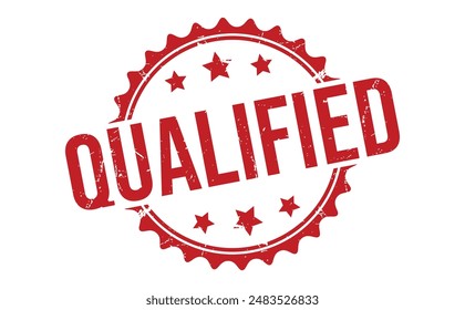 Qualified red rubber stamp vector design.