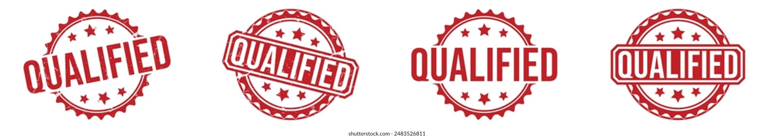 Qualified rubber stamp on white background. Qualified Stamp.
