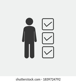 Qualifies Employee Icon Vector Business Man With Checked Boxes