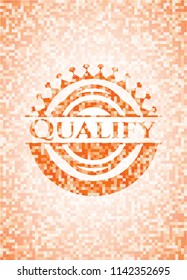 Qualify abstract emblem, orange mosaic background