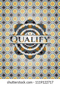 Qualify arabic badge background. Arabesque decoration.