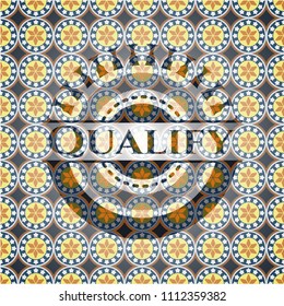  Qualify arabic style emblem. Arabesque decoration.