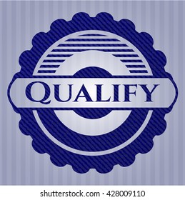 Qualify badge with denim background