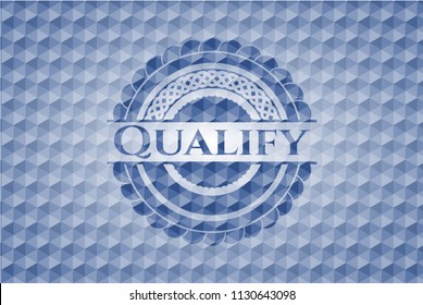 Qualify blue hexagon emblem.