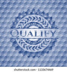 Qualify blue polygonal badge.