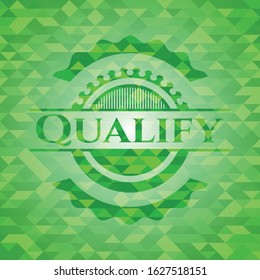 Qualify green mosaic emblem. Vector Illustration. Detailed.