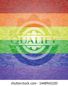 Qualify lgbt colors emblem. Vector Illustration. Mosaic.