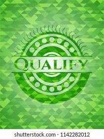 Qualify realistic green mosaic emblem