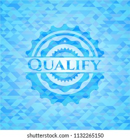 Qualify realistic sky blue mosaic emblem