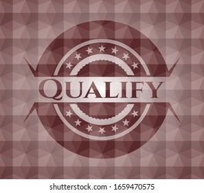 Qualify red seamless badge with geometric pattern.