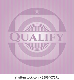 Qualify retro style pink emblem. Vector Illustration. Detailed.