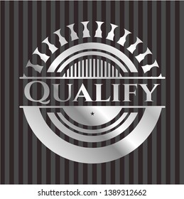 Qualify silver emblem or badge. Vector Illustration. Mosaic.